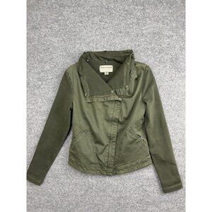 Marrakech Jacket Womens XS Green Moto Asymmetrical Zip Utility Cotton Blend
